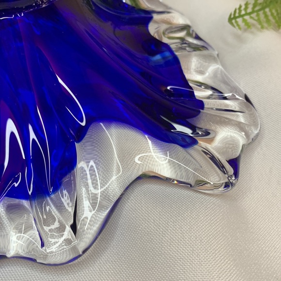 Stunning signed cobalt blue and clear Venetian art glass dish - Picture 9 of 11
